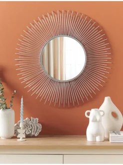 Dekospiegel CILLY in Silber - (W) 80 x (H) 80 x (L) 3 cm