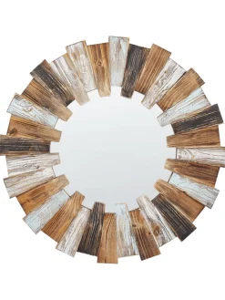 Dekospiegel ECATEPEC in Braun/Weiß/Schwarz - (W) 66 x (H) 66 x (L) 4 cm