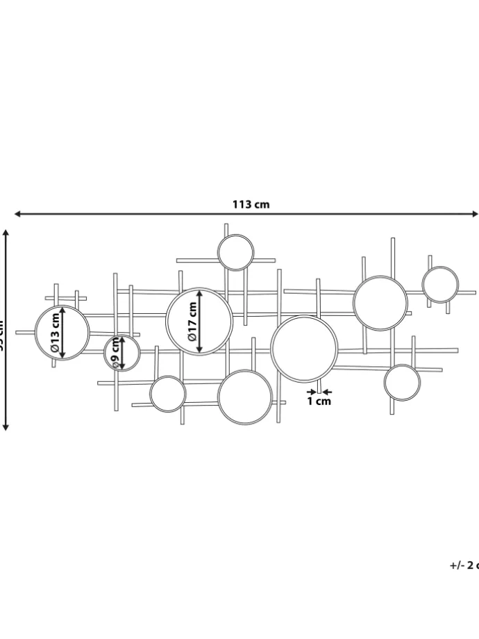 Dekospiegel IBOS in Schwarz/Kupfer/Messing - (W) 113 x (H) 55 x (L) 2 cm