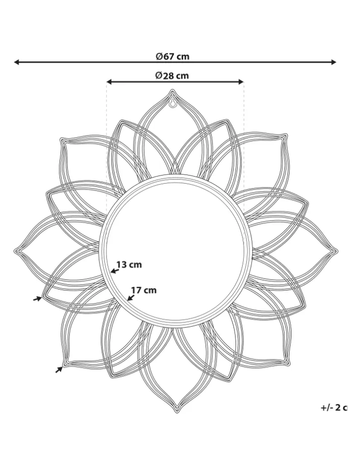 Dekospiegel MILLY in Gold - (W) 67 x (H) 67 x (L) 4 cm