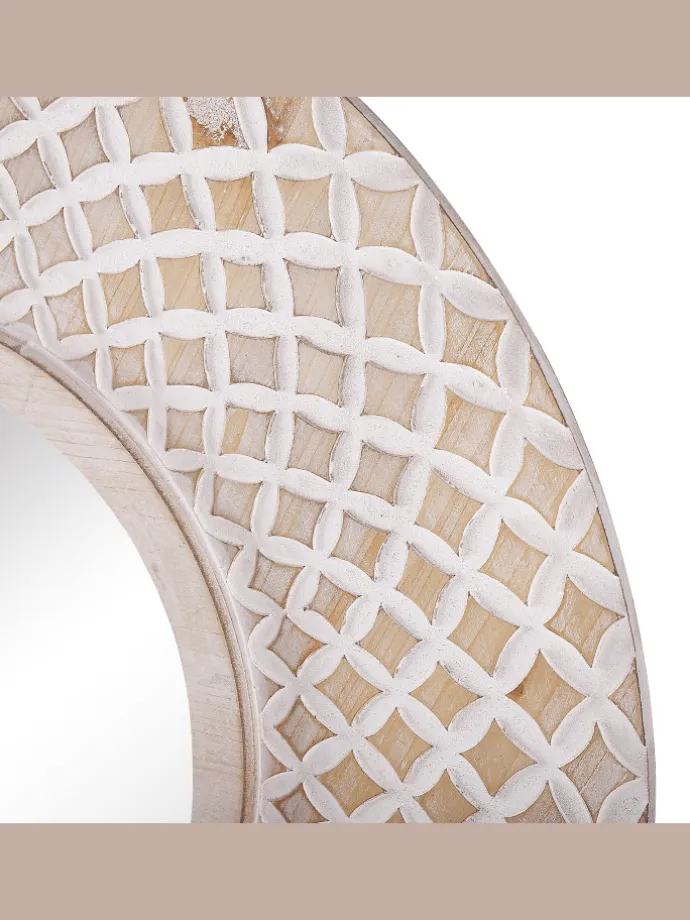 Dekospiegel POMARO in Braun/Weiß - (W) 60 x (H) 60 x (L) 2 cm