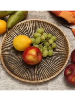 Dekoteller aus Mangoholz in braun - D: 29cm