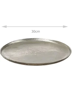 Dekoteller Dekotablett runder Kerzenteller Aluminium D: 30cm in silber
