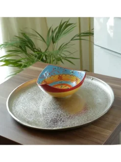 Dekoteller Dekotablett runder Kerzenteller Aluminium D: 30cm in silber