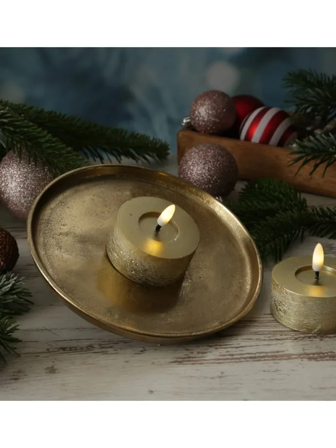 Dekoteller Dekotablett runder Kerzenteller Aluminium D: 20cm in gold