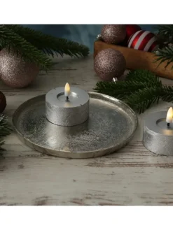 Dekoteller Dekotablett runder Kerzenteller Aluminium D: 20cm in silber