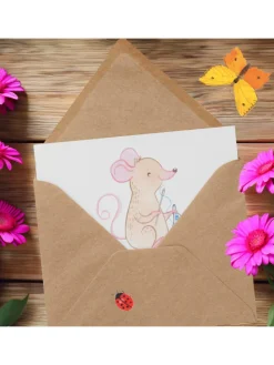 Deluxe Karte Maus Nähen mit Spruch in Weiß