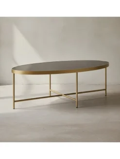 Design Couchtisch Glas Schwarz - Oval 110 x 56 cm mit