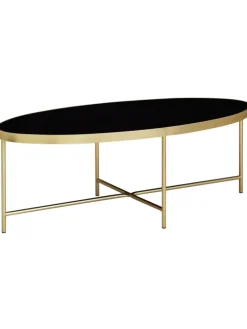 Design Couchtisch Glas Schwarz - Oval 110 x 56 cm mit