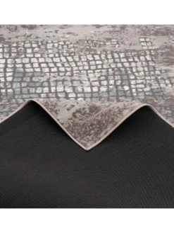 Designer Teppich Tawira Vintage in Silber Blau