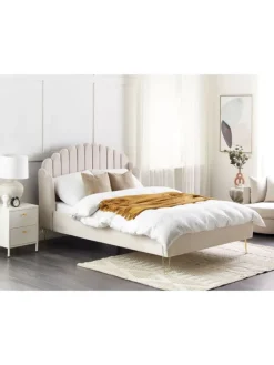 Doppelbett AMBILLOU in Beige/Gold - (W) 157 x (H) 126 x (L) 214 cm
