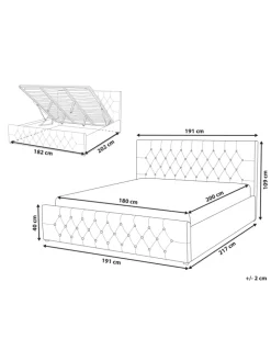 Doppelbett AMIENS in Beige - (W) 191 x (H) 109 x (L) 217 cm