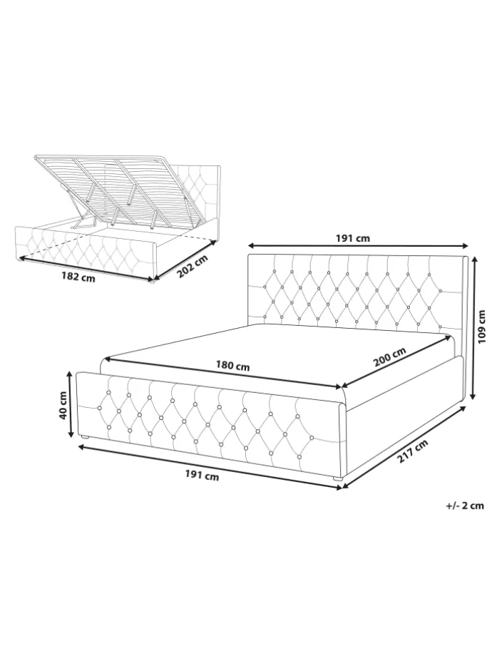 Doppelbett AMIENS in Beige - (W) 191 x (H) 109 x (L) 217 cm