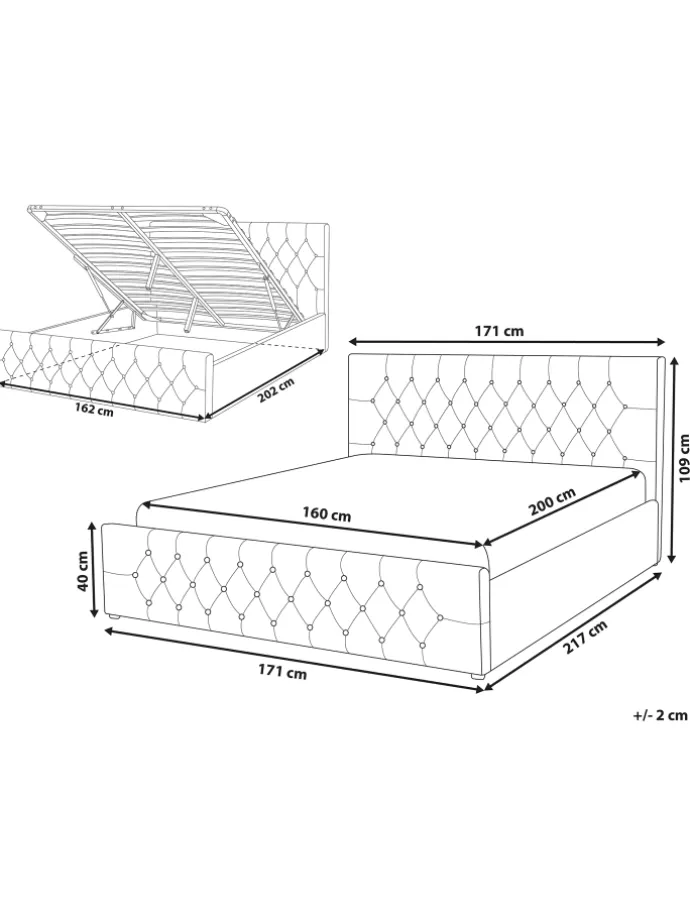 Doppelbett AMIENS in Beige - (W) 171 x (H) 109 x (L) 217 cm