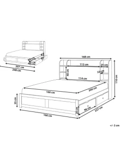 Doppelbett BIZOU in Weiß/Beige - (W) 168 x (H) 110 x (L) 227 cm