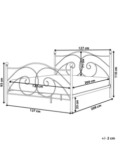 Doppelbett DINARD in Schwarz - (W) 127 x (H) 118 x (L) 208 cm