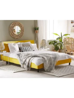 Doppelbett FITOU in Gelb/Braun - (W) 190 x (H) 87 x (L) 214 cm