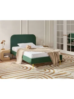 Doppelbett FLAYAT in Grün/Gold - (W) 133 x (H) 109 x (L) 215 cm