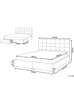 Doppelbett LA ROCHELLE in Grau/Schwarz - (W) 153 x (H) 109 x (L) 213 cm