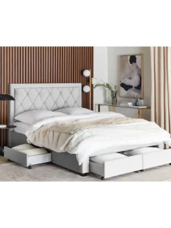 Doppelbett LIEVIN in Grau - (W) 165 x (H) 122 x (L) 217 cm