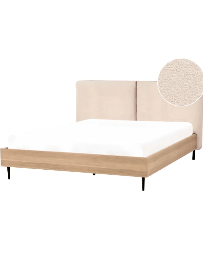 Doppelbett LIMANTON in Beige/Schwarz/Braun - (W) 181 x (H) 118 x (L) 215 cm