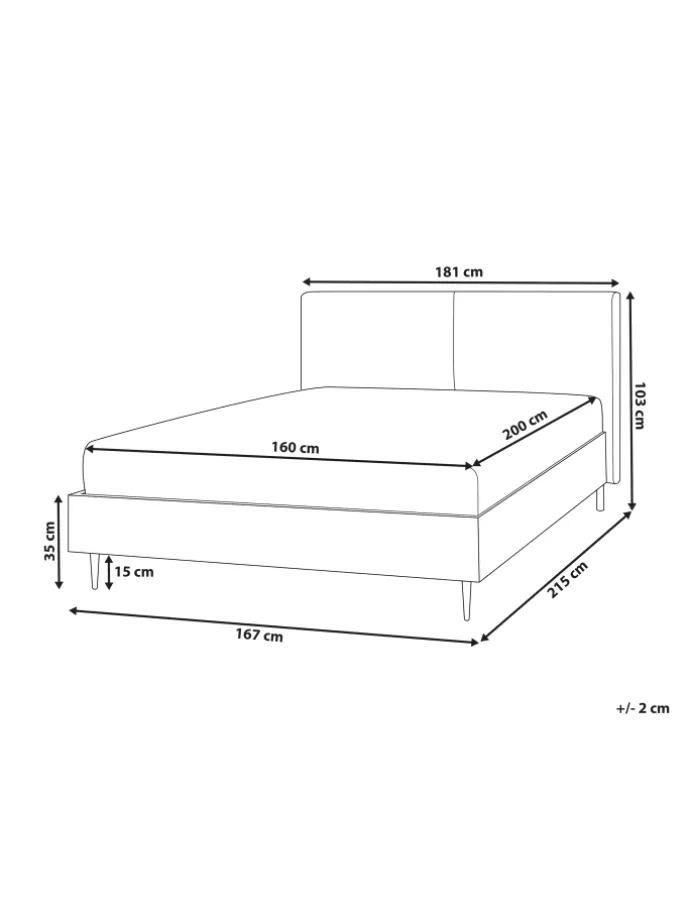 Doppelbett LIMANTON in Beige/Schwarz/Braun - (W) 181 x (H) 118 x (L) 215 cm