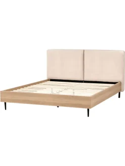 Doppelbett LIMANTON in Beige/Schwarz/Braun - (W) 181 x (H) 118 x (L) 215 cm