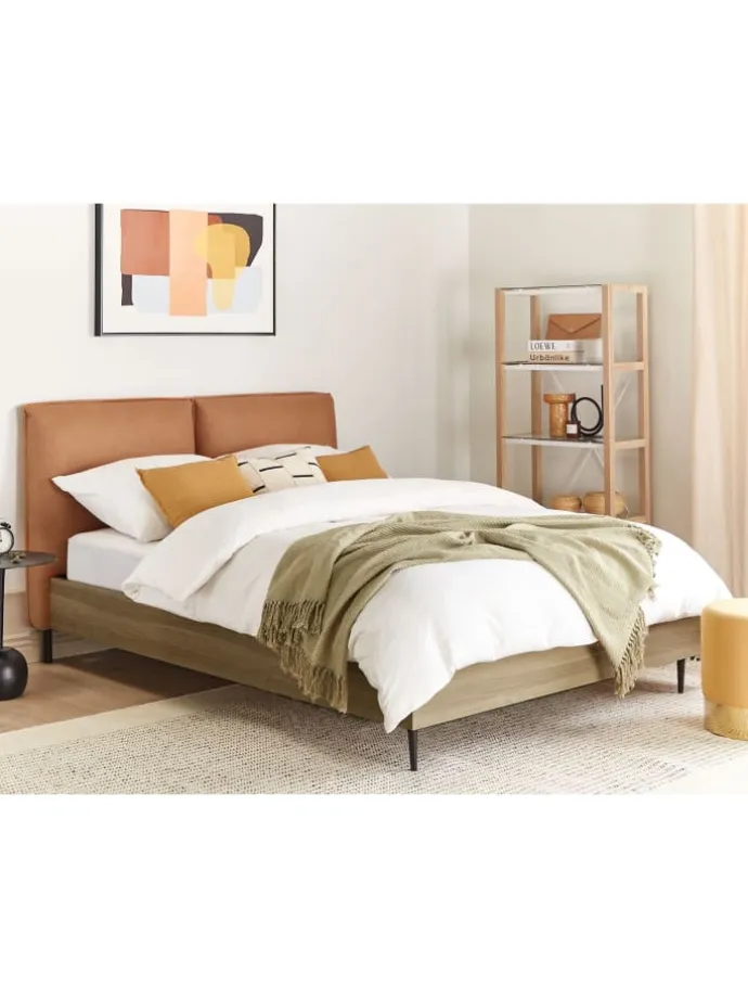 Doppelbett LIMANTON in Braun/Schwarz - (W) 161 x (H) 118 x (L) 215 cm