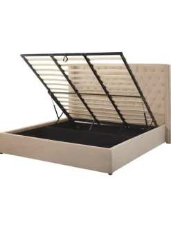 Doppelbett LUBBON in Beige/Silber - (W) 210 x (H) 144 x (L) 217 cm