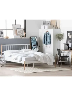 Doppelbett MAURS in Weiß/Braun - (W) 167 x (H) 100 x (L) 209 cm