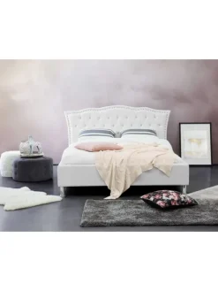 Doppelbett METZ in Weiß/Silber - (W) 185 x (H) 92 x (L) 214 cm