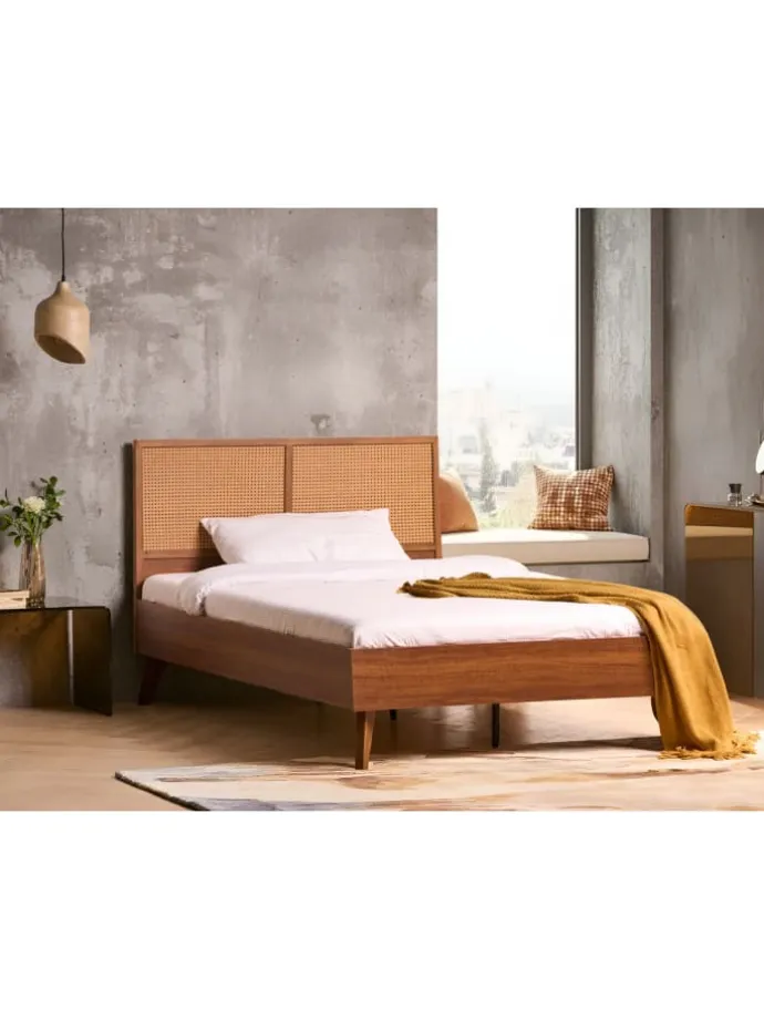 Doppelbett MONPAZIER in Braun - (W) 125 x (H) 99 x (L) 208 cm