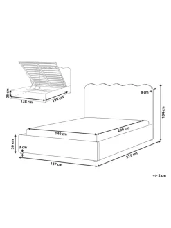 Doppelbett NANTERRE in Beige/Grau - (W) 147 x (H) 104 x (L) 215 cm