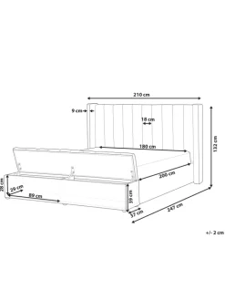 Doppelbett NOYERS in Rosa - (W) 210 x (H) 132 x (L) 247 cm