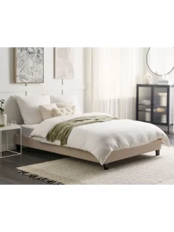 Doppelbett ROANNE in Beige/Braun - (W) 149 x (H) 29 x (L) 211 cm