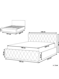 Doppelbett ROCHEFORT in Blau - (W) 150 x (H) 99 x (L) 214 cm