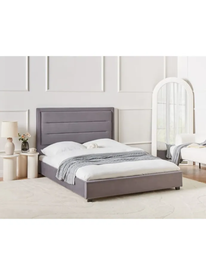 Doppelbett ROUEN in Grau/Schwarz - (W) 146 x (H) 112 x (L) 213 cm