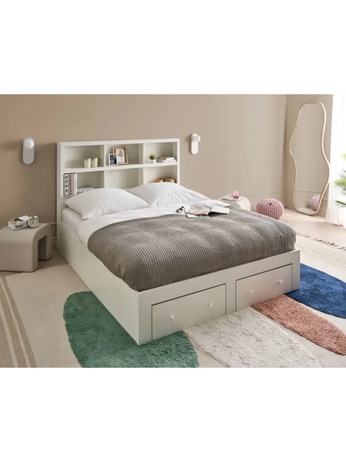 Doppelbett TARARE in Weiß - (W) 164 x (H) 125 x (L) 220 cm