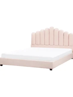 Doppelbett VINCENNES in Rosa/Schwarz - (W) 185 x (H) 124 x (L) 213 cm