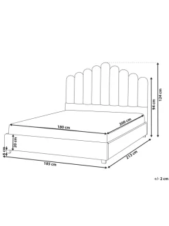 Doppelbett VINCENNES in Rosa/Schwarz - (W) 185 x (H) 124 x (L) 213 cm