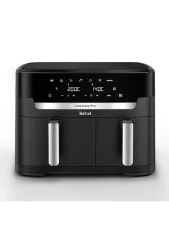 Doppelkammer-Heißluftfritteuse EY9428E0 "XXL Dual Easy Fry" in Schwarz - 11 l