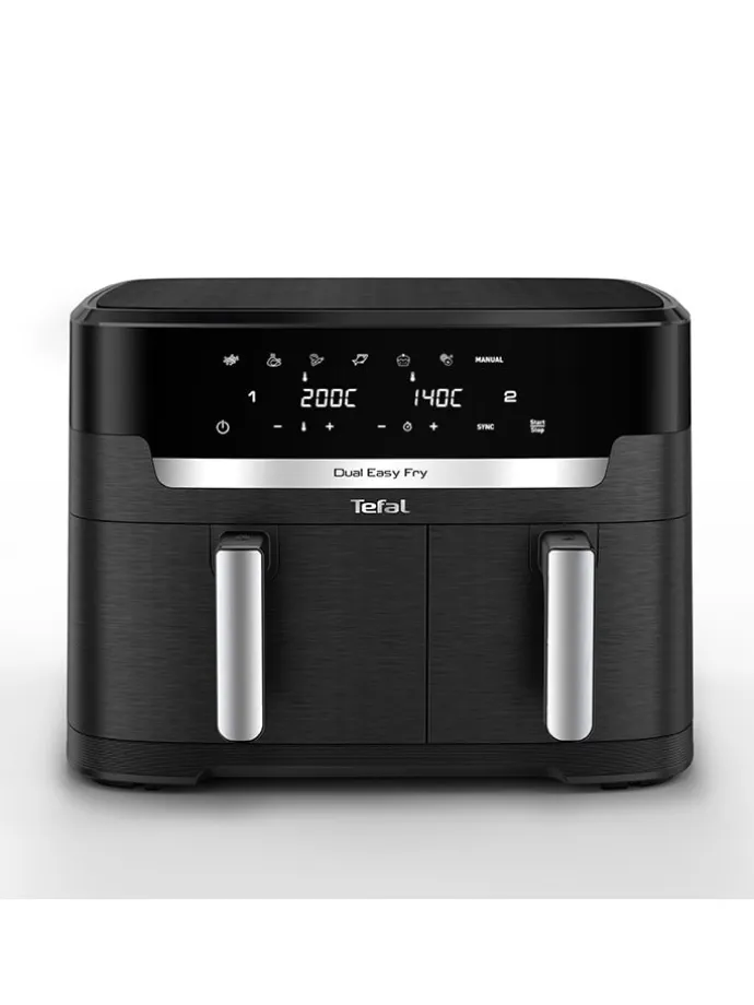 Doppelkammer-Heißluftfritteuse EY9428E0 "XXL Dual Easy Fry" in Schwarz - 11 l