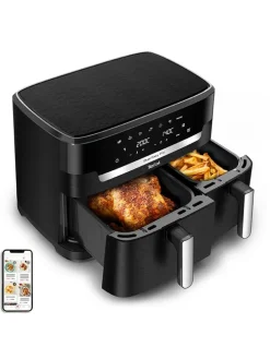 Doppelkammer-Heißluftfritteuse EY9428E0 "XXL Dual Easy Fry" in Schwarz - 11 l