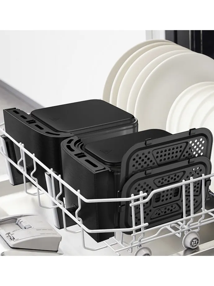 Doppelkammer-Heißluftfritteuse EY9428E0 "XXL Dual Easy Fry" in Schwarz - 11 l