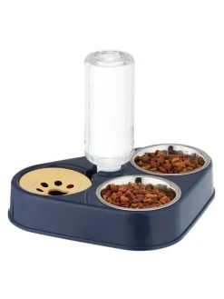 Doppelnapf mit Wasserspender in Blau