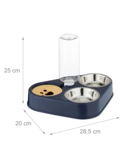Doppelnapf mit Wasserspender in Blau
