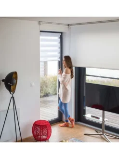 Doppelrollo Klemmfix in Weiß - (B)56 x (H)156 cm