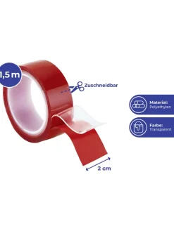 Doppelseitiges Klebeband in Rot - (L)150 x (B)2 cm