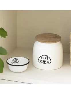 Dose für HUNDEFUTTER mit Holzdeckel Weiß 2,2 Liter