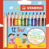 Dreikant-Buntstifte "STABILO Trio dick kurz" - 12 Stück